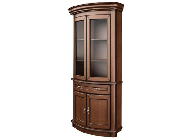 Klasyczna witryna z przeszklonymi drzwiami, rzeźbionymi detalami i dekoracyjnymi uchwytami do eleganckiego wnętrza