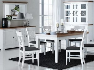 Miniaturka 4 - Biała jadalnia z drewnianym stołem i krzesłami, styl prowansalski