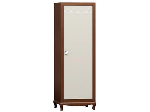 Miniaturka 4 - Wąska szafa jednodrzwiowa orzech z kremowym frontem na stylizowanych nóżkach