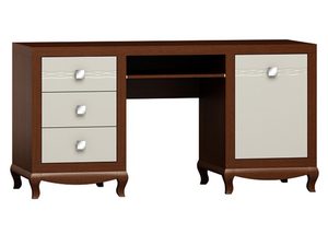 Miniaturka 4 - Biurko z rzeźbionymi nogami, drewnianym blatem i białymi szufladami w stylu vintage do gabinetu