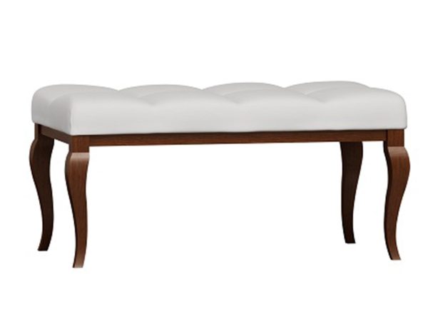 Ławka z tapicerowanym siedziskiem i rzeźbionymi nogami w stylu retro do eleganckiego przedpokoju