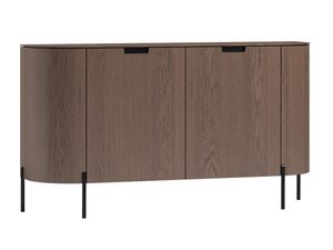 Miniaturka 6 - Półokrągła komoda z ciemnego drewna, metalowe nogi
