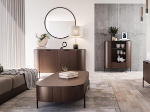 Miniaturka 5 - Zestaw nowoczesnych mebli do salonu w kolorze ciemnego drewna