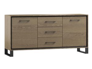 Miniaturka 3 - Komoda elegancka z trzema szufladami i dwoma szafkami z czarnymi metalowymi nóżkami