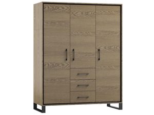 Miniaturka 3 - Drewniana szafa z czarnymi uchwytami, minimalistyczny design