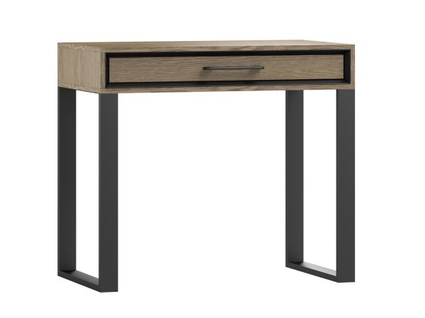 Drewniana toaletka z metalowymi nogami, nowoczesny styl