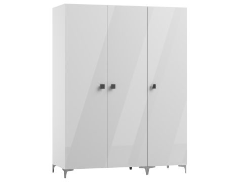 Biała szafa z wysokim połyskiem ,frontami, styl nowoczesny, minimalistyczny design