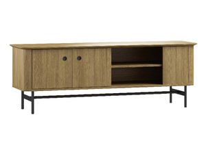 Miniaturka 6 - Drewniana szafka RTV z półkami i metalowymi nogami, styl loftowy