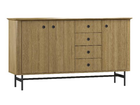 Drewniana komoda z szafkami i szufladami, styl nowoczesny, dąb litego drewna