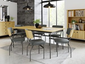 Miniaturka 7 - Industrialna jadalnia z drewnianym stołem i metalowymi krzesłami, nowoczesny wystrój