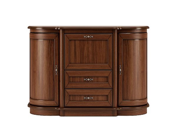 Drewniana komoda z szufladami i szafkami po bokach