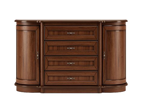 Drewniana komoda z szufladami i szafkami po bokach