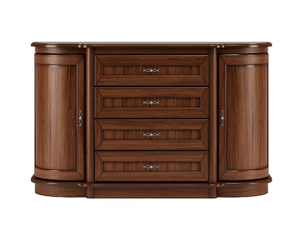 Drewniana komoda z szufladami i szafkami po bokach