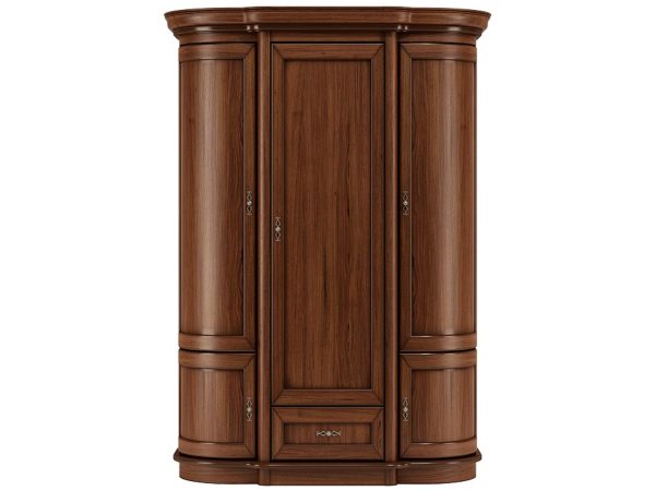 Drewniana szafa narożna z frezowanymi frontami, styl klasyczny, ciemne drewn