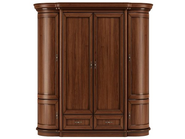 Drewniana szafa z frezowanymi frontami, styl klasyczny, ciemne drewn