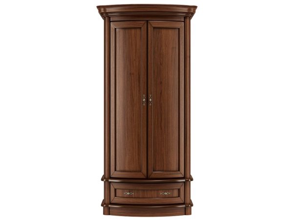 Drewniana szafa narożna z szufladami, styl klasyczny, ciemne drewno