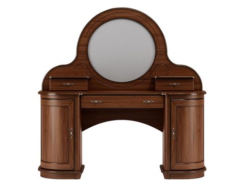 Drewniana toaletka z lustrem, styl klasyczny, ciemne drewno