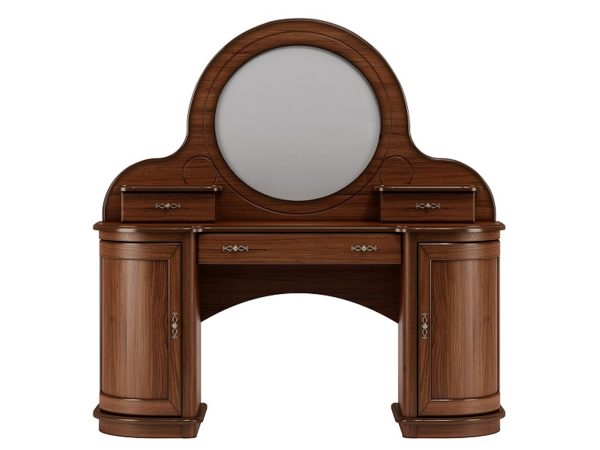 Drewniana toaletka z lustrem, styl klasyczny, ciemne drewno