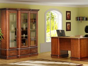 Miniaturka 1 - Gabinet z drewnianymi meblami i biurkiem, styl klasyczny