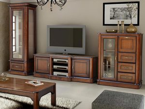 Miniaturka 3 - Aranżacja salonu z drewnianą witryną i stolikiem kawowym, styl klasyczny