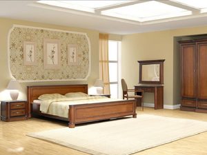 Miniaturka 4 - Klasyczna sypialnia z drewnianym łóżkiem i tradycyjnymi meblami