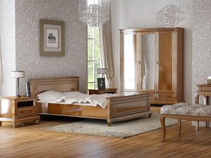 Miniaturka 5 - Klasyczna sypialnia z drewnianymi meblami, rzeźbionymi detalami i eleganckimi uchwytami w stylu vintage do luksusowego wnętrza