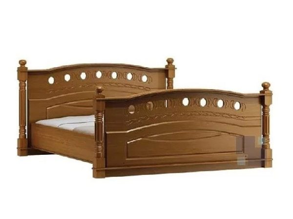 Klasyczne łóżko z rzeźbionymi detalami, drewnianą ramą i wysokim wezgłowiem do eleganckiej sypialni