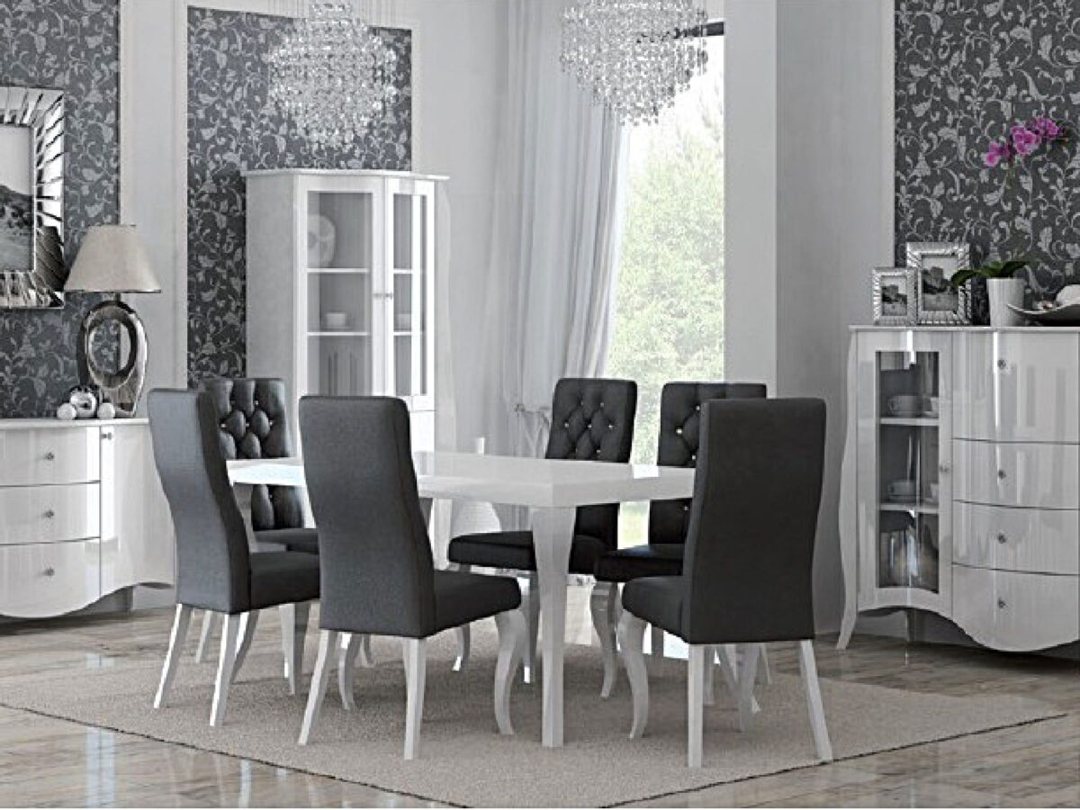 Biały stół z giętymi nogami w stylu prowansalskim do eleganckiej jadalni