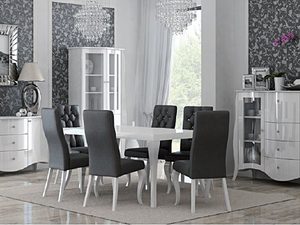 Miniaturka 1 - Biały stół z giętymi nogami w stylu prowansalskim do eleganckiej jadalni