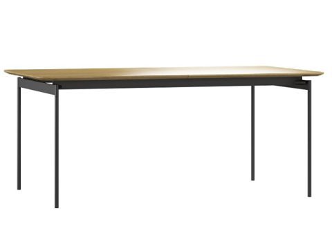 Stół jadalniany z drewnianym blatem i metalowymi nogami, styl industrialny