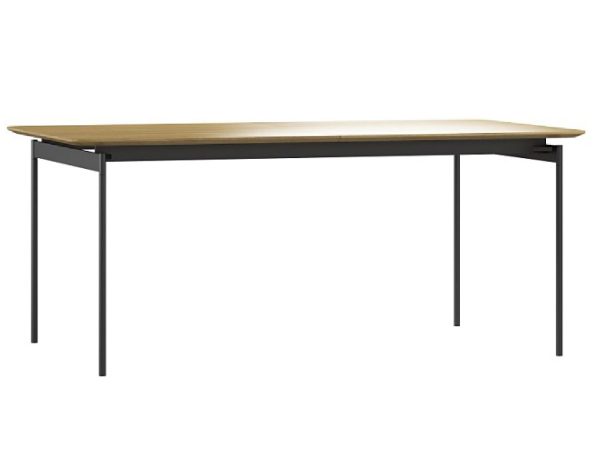 Stół jadalniany z drewnianym blatem i metalowymi nogami, styl industrialny