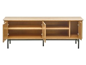 Miniaturka 2 - Drewniana szafka RTV z półkami i szafkami, styl nowoczesny, dąb litego drewna