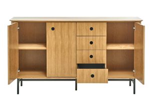 Miniaturka 2 - Drewniana komoda z półkami i szafkami, styl nowoczesny, dąb litego drewna