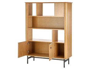 Miniaturka 1 - Drewniany regał z półkami i szafką, styl nowoczesny, dąb litego drewna