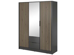 Miniaturka 4 - Szafa z drewnianymi frontami i lustrzanymi drzwiami, styl industrialny