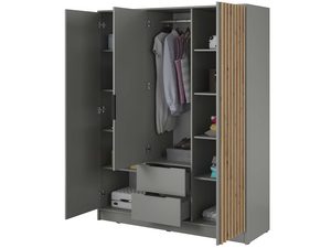 Miniaturka 8 - Szafa z drewnianymi frontami i otwartymi półkami, styl industrialny