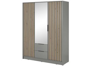 Miniaturka 7 - Nowoczesna szafa z lustrzanymi drzwiami i drewnianymi panelami