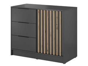 Miniaturka 3 - Przestronna komoda z drewnianymi frontami i ciemnoszarymi panelami