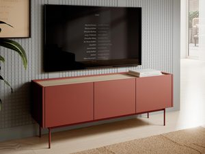 Miniaturka 4 - Aranżacja salonu z czerwoną szafką RTV