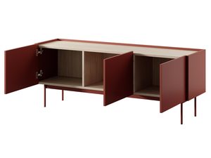 Miniaturka 3 - Szafka RTV w kolorze czerwonym i metalowymi nóżkami