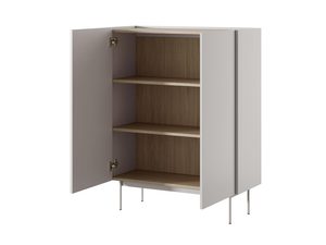 Miniaturka 8 - Biała komoda z otwartymi drzwiami i półkami, nowoczesny design