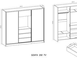 Miniaturka 6 - Rysunek techniczny szafy z półkami i szufladami, styl minimalistyczny