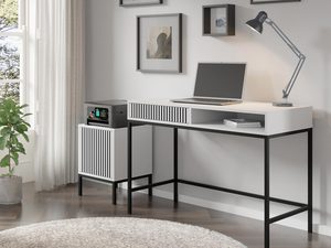 Miniaturka 11 - Nowoczesna biała toaletka z pionowymi listwami, styl skandynawski