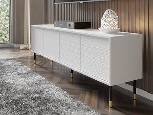 Miniaturka 15 - Nowoczesna biała szafka RTV z frezowanymi frontami, styl minimalistyczny