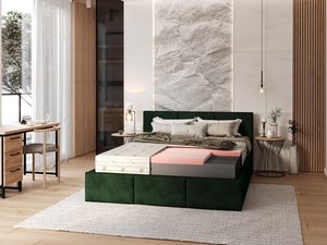 Miniaturka 4 - Nowoczesna sypialnia z łóżkiem tapicerowanym i pikowanym wezgłowiem kolor zielony