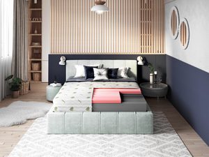Miniaturka 2 - Nowoczesne łóżko tapicerowane z przekrojem materaca