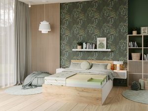 Miniaturka 2 - Nowoczesna sypialnia z łóżkiem tapicerowanym i pikowanym wezgłowiem kolor beżowy