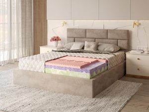 Miniaturka 2 - Nowoczesne łóżko tapicerowane z pikowanym wezgłowiem kolor szary