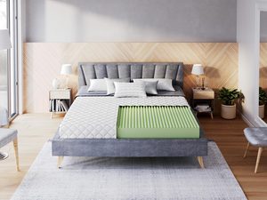 Miniaturka 2 - Przekrój materaca z pianką lateksową i oddychającą powłoką kolor zielony