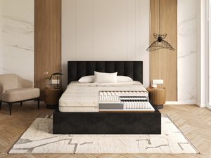 Miniaturka 2 - Nowoczesna sypialnia z łóżkiem tapicerowanym i pikowanym wezgłowiem kolor czarny